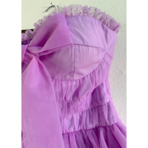 LoveShackFancy NWT Pink Purple Faron Tiered Bow Tulle Ballerina Mini Dress 4 - Picture 7 of 16